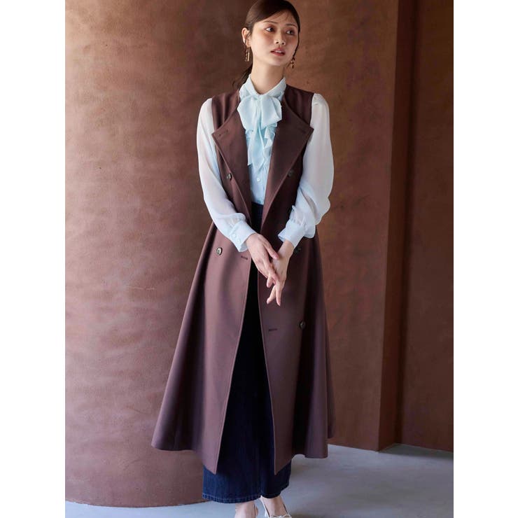 シフォンラッフルフリルボウタイブラウス[品番：MKSW0065649 