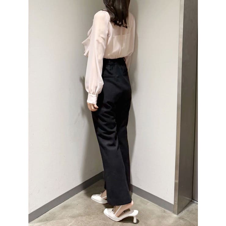 シフォンラッフルフリルボウタイブラウス[品番：MKSW0065649 