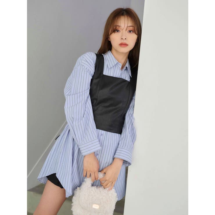 フェイクレザーコルッセットビスチェ | MERCURYDUO | 詳細画像3 