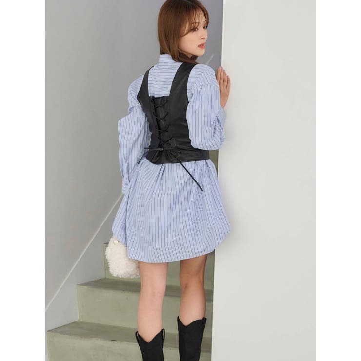 フェイクレザーコルッセットビスチェ | MERCURYDUO | 詳細画像4 