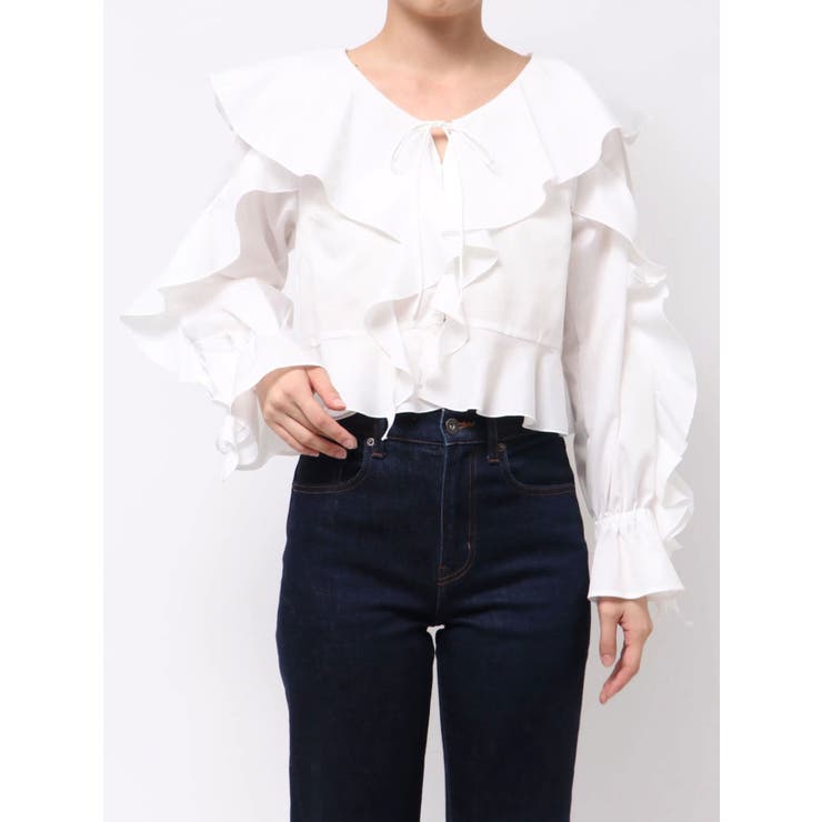オフホワイト | ラッフルブラウス | MERCURYDUO