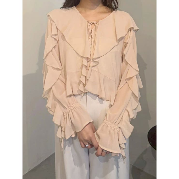 ベビーピンク | シフォンラッフルブラウス | MERCURYDUO