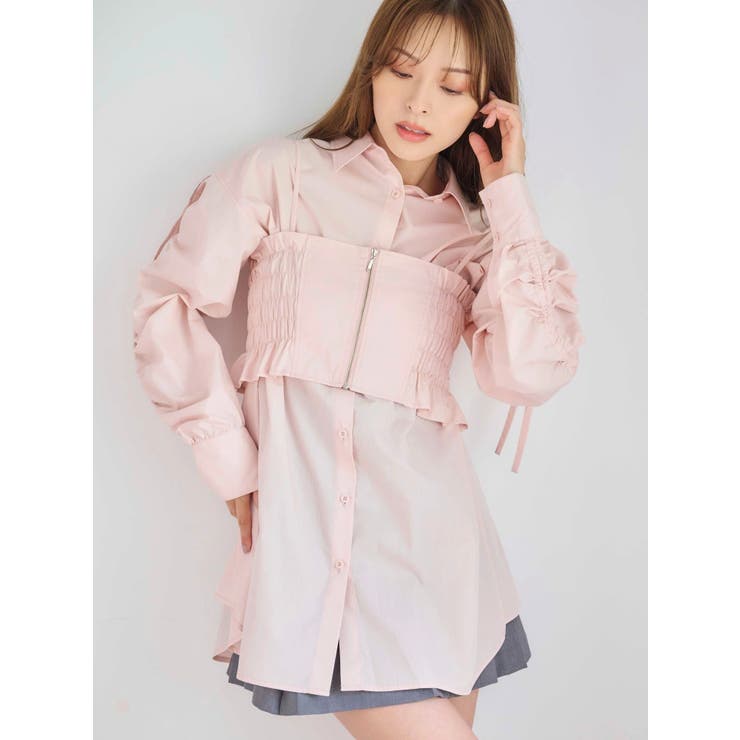 シャーリングZIPビスチェセットシャツ | MERCURYDUO | 詳細画像2 