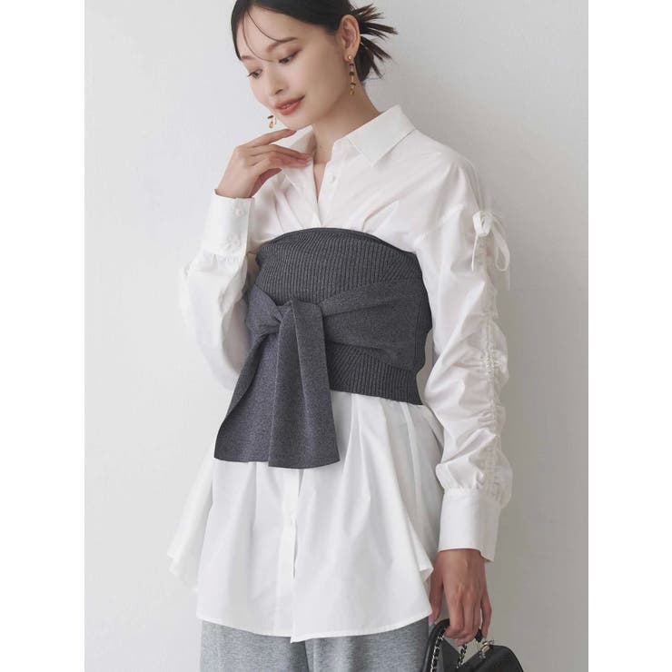 シャーリングZIPビスチェセットシャツ | MERCURYDUO | 詳細画像21 