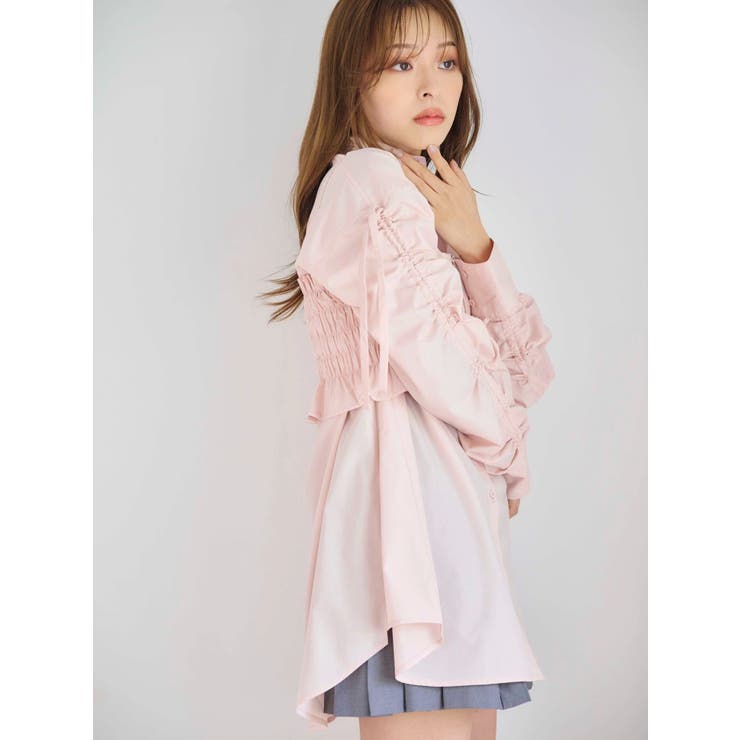 シャーリングZIPビスチェセットシャツ | MERCURYDUO | 詳細画像3 