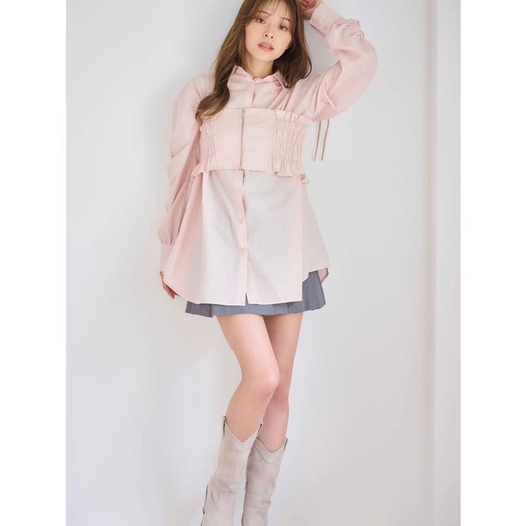 シャーリー シャーリングZIPビスチェセットシャツ[品番：MKSW0066758]｜MERCURYDUO