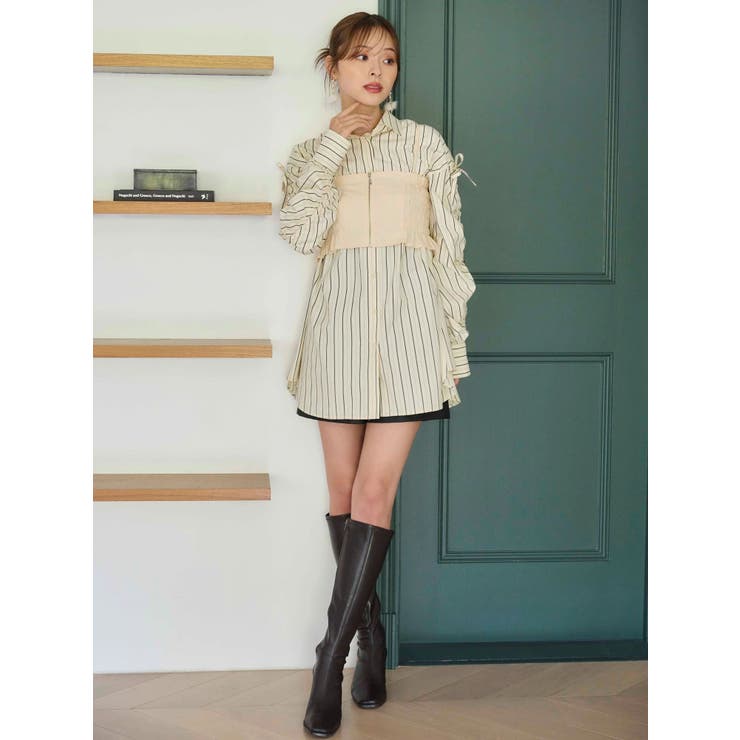 シャーリングZIPビスチェセットシャツ | MERCURYDUO | 詳細画像8 