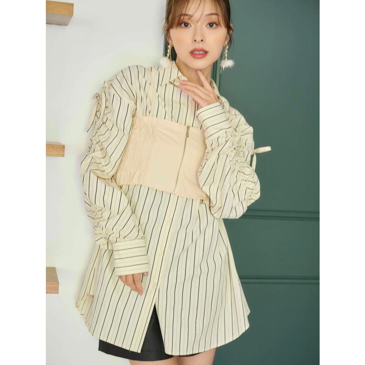 シャーリングZIPビスチェセットシャツ | MERCURYDUO | 詳細画像9 