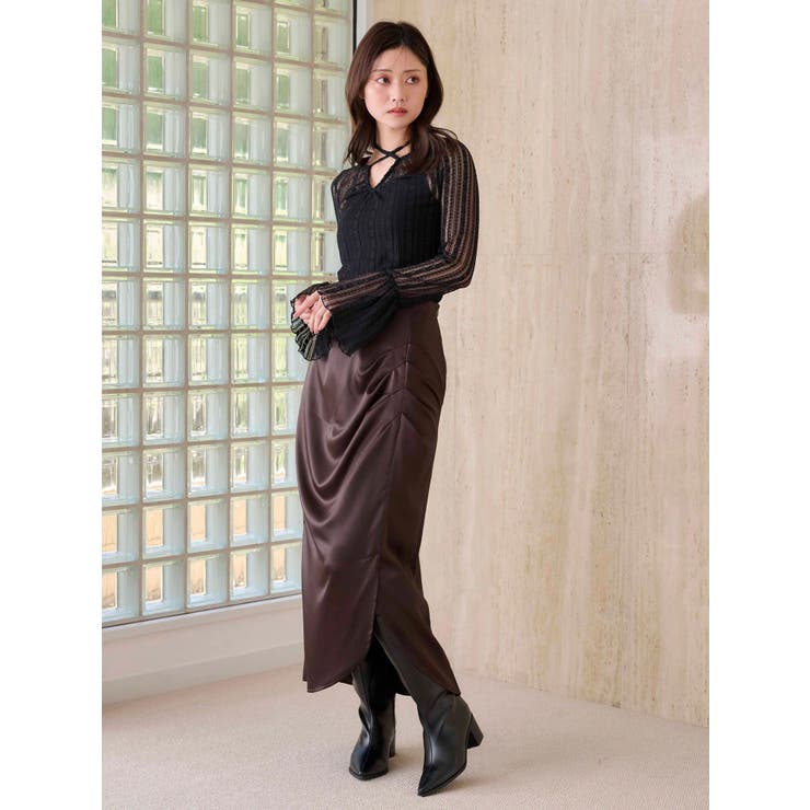 【WEB限定カラーあり】アシメタックナロースカート | MERCURYDUO | 詳細画像4 