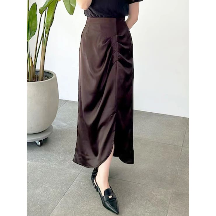 ブラウン | 【WEB限定カラーあり】アシメタックナロースカート | MERCURYDUO