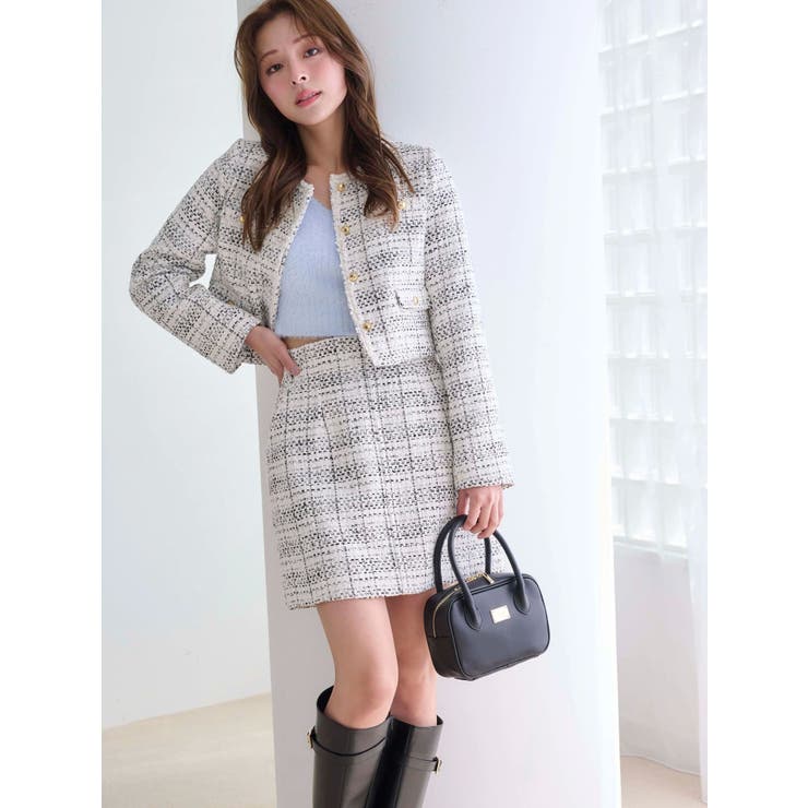 オリジナルツイード台形ミニスカート | MERCURYDUO | 詳細画像3 