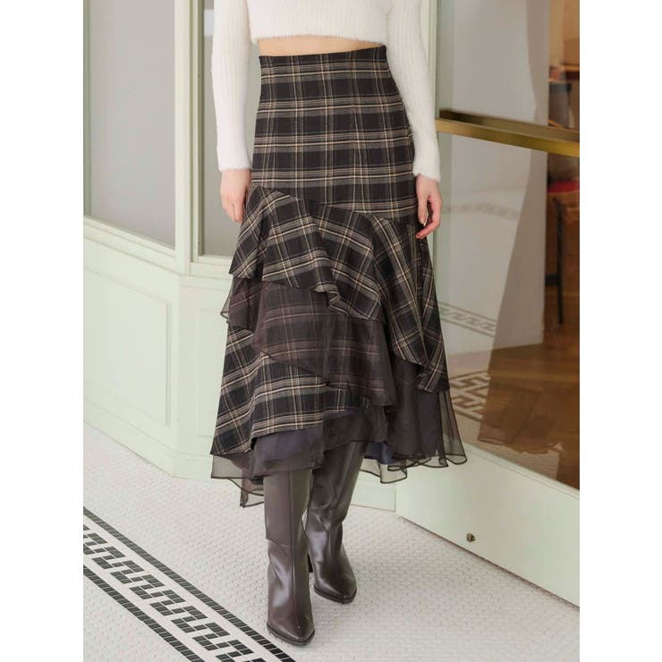 異素材使いティアードスカート[品番：MKSW0066755]｜MERCURYDUO