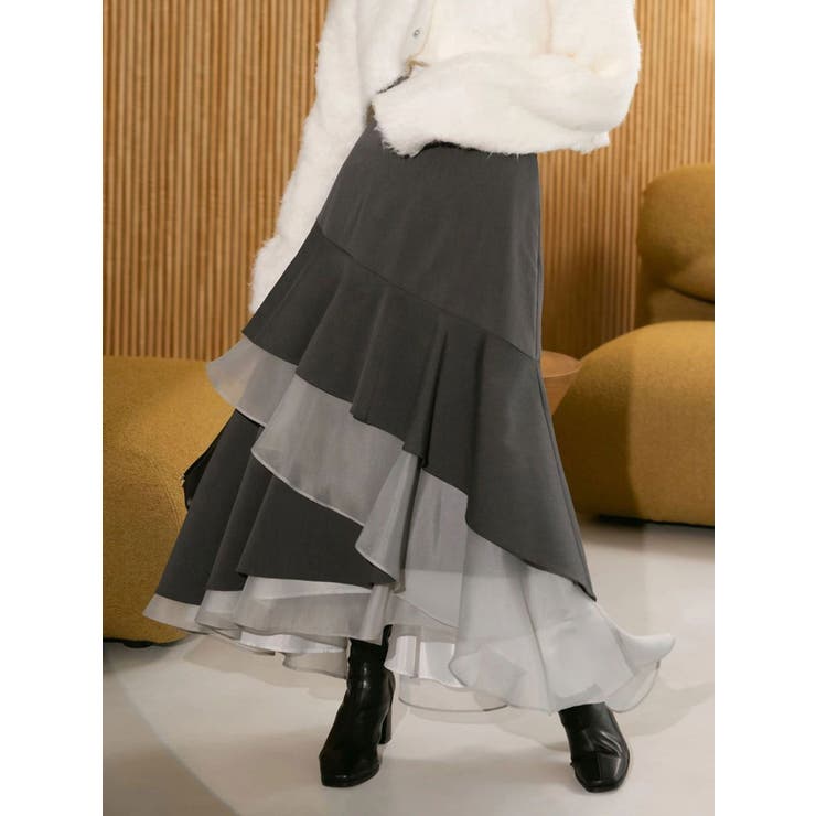 異素材使いティアードスカート[品番：MKSW0066755]｜MERCURYDUO