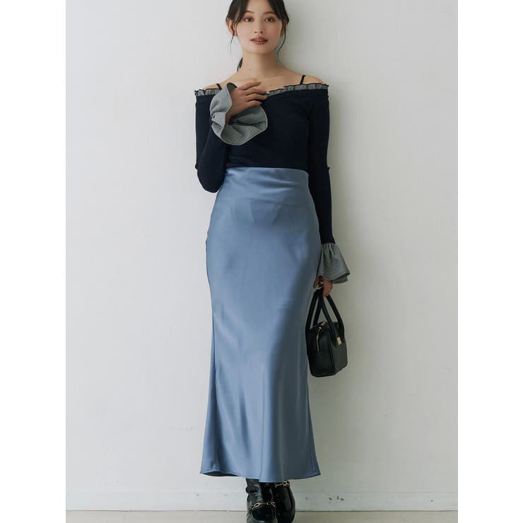 サテンナロースカート | MERCURYDUO | 詳細画像3 