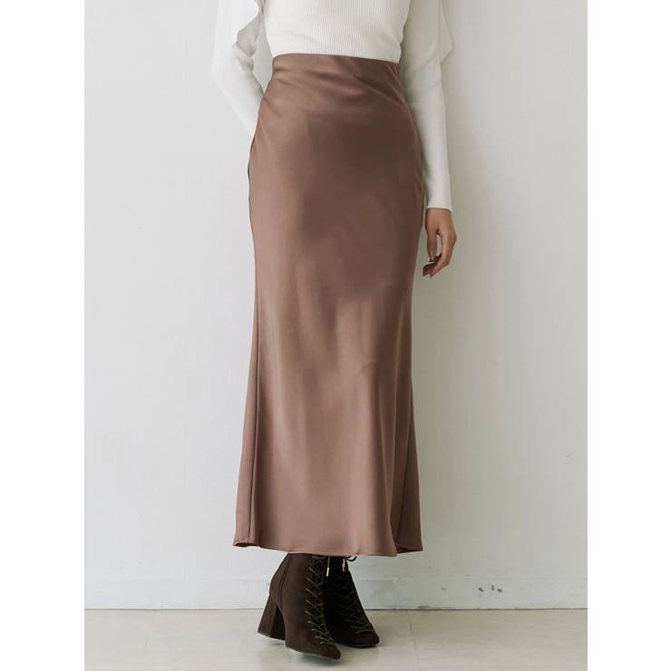 ブラウン | サテンナロースカート | MERCURYDUO