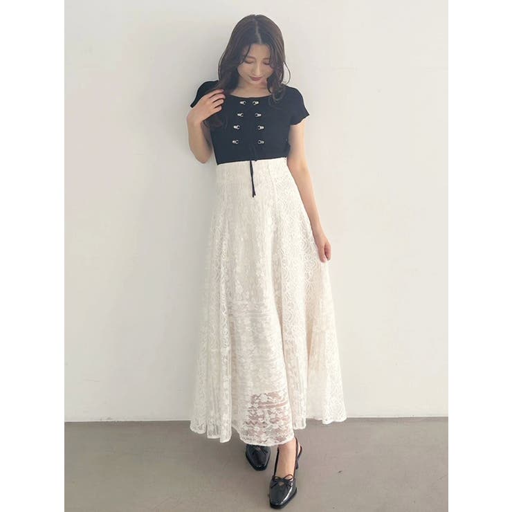 レースパッチワークフレアスカート | MERCURYDUO | 詳細画像16 