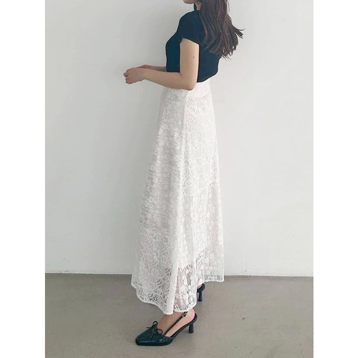 レースパッチワークフレアスカート | MERCURYDUO | 詳細画像17 