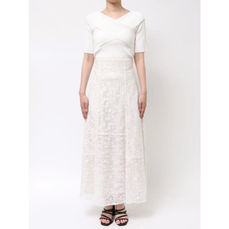 レースパッチワークフレアスカート | MERCURYDUO | 詳細画像27 