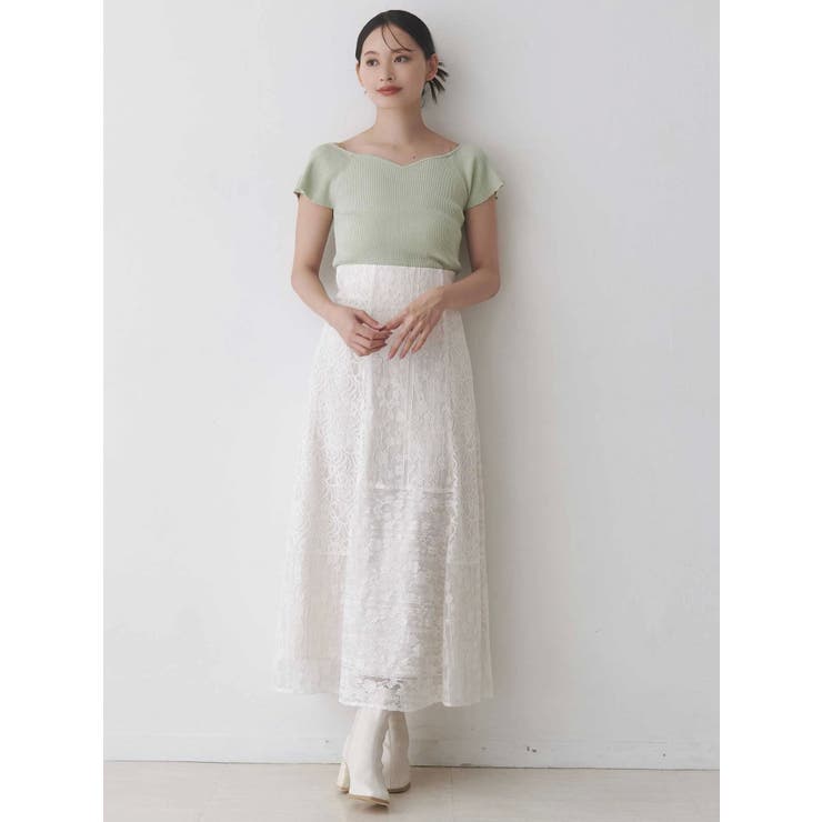 レースパッチワークフレアスカート | MERCURYDUO | 詳細画像3 