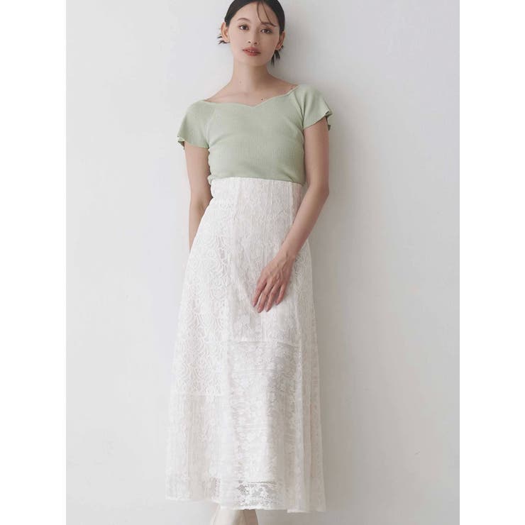 レースパッチワークフレアスカート | MERCURYDUO | 詳細画像4 
