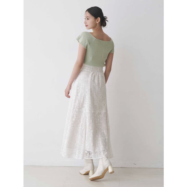 レースパッチワークフレアスカート | MERCURYDUO | 詳細画像5 