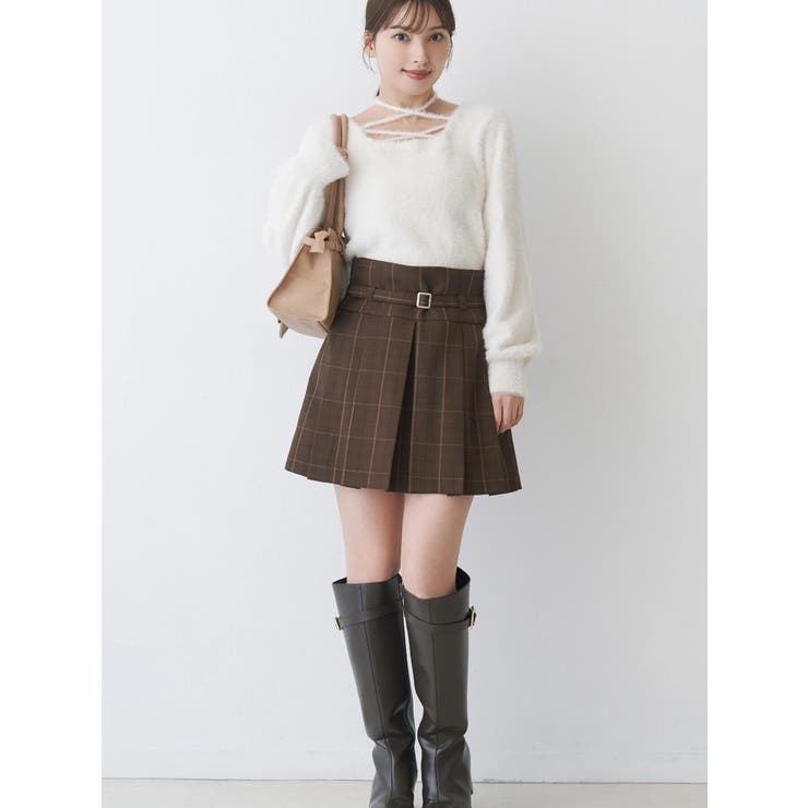 ベルト付きチェックプリーツミニスカパン | MERCURYDUO | 詳細画像8 
