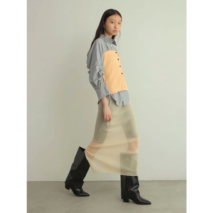オレンジ | 【OUNNOUN】マルチWAYレイヤードスカート | MERCURYDUO