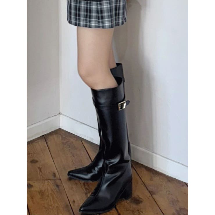 ブラック | ベルテッドロングブーツ | MERCURYDUO