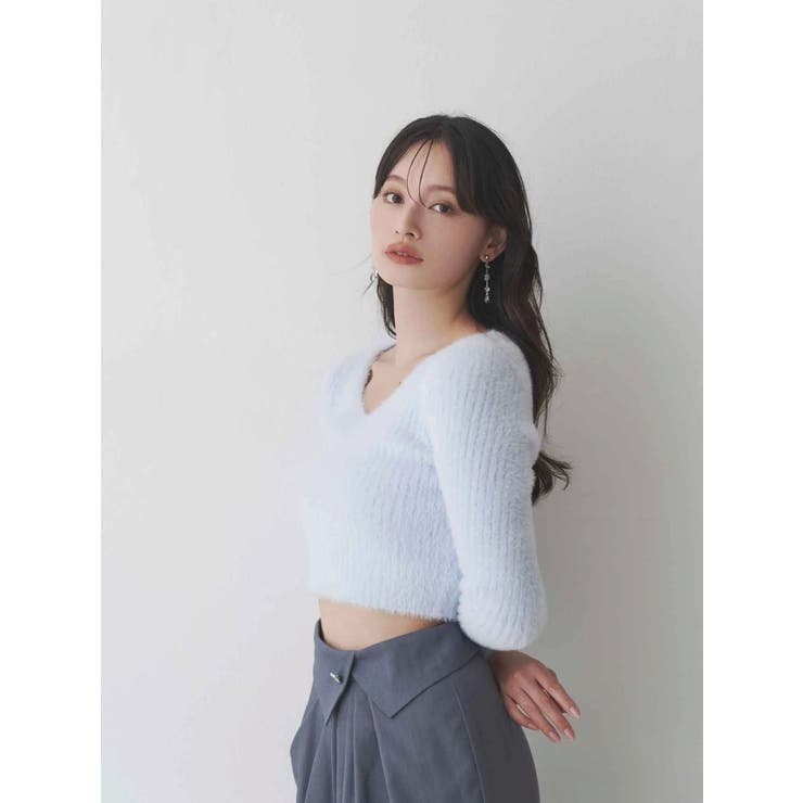 ミニシャギーVネッククロップドニット | MERCURYDUO | 詳細画像14 