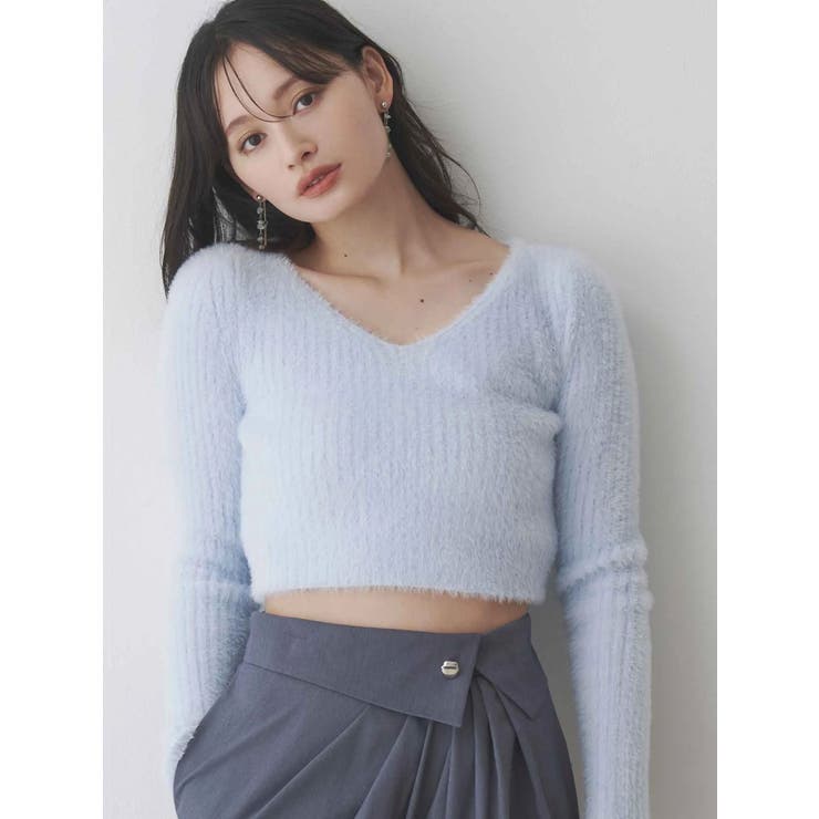 ミニシャギーVネッククロップドニット | MERCURYDUO | 詳細画像2 