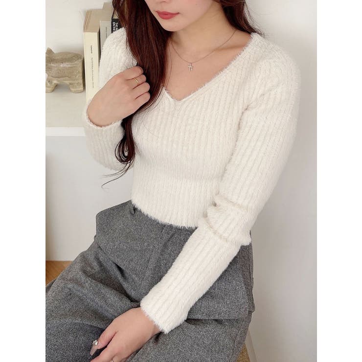 ミニシャギーVネッククロップドニット | MERCURYDUO | 詳細画像29 