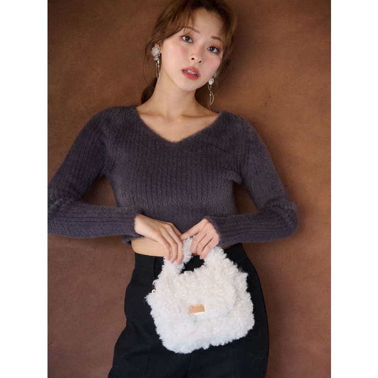 ミニシャギーVネッククロップドニット | MERCURYDUO | 詳細画像8 