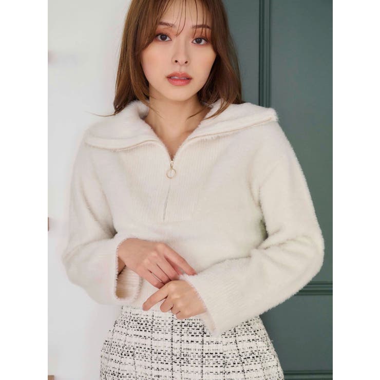 ミニシャギーハーフジップニット[品番：MKSW0066461]｜MERCURYDUO