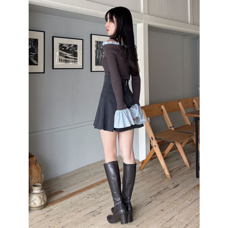 異素材フリルオフショルリブニット | MERCURYDUO | 詳細画像16 