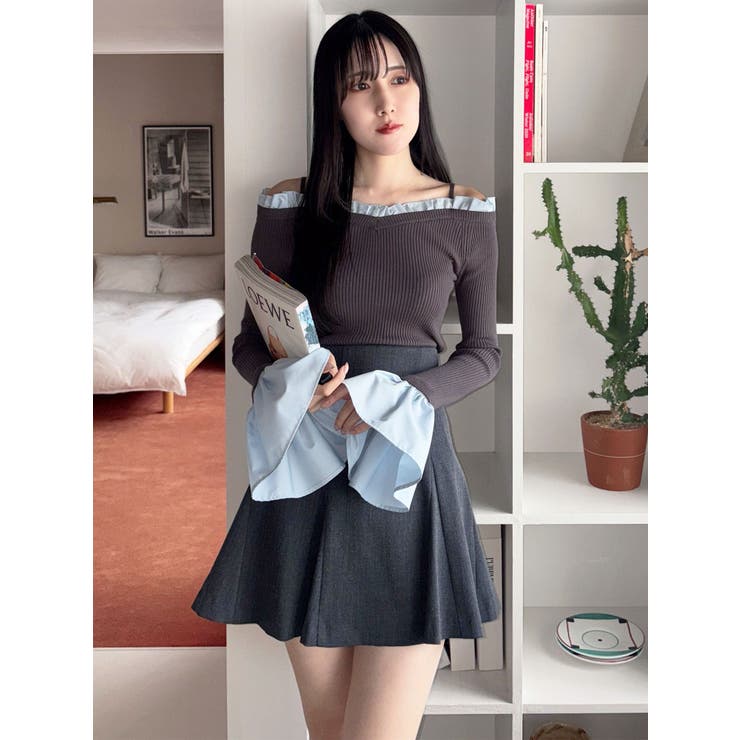 異素材フリルオフショルリブニット | MERCURYDUO | 詳細画像20 