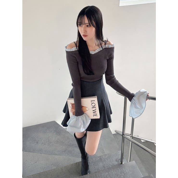 異素材フリルオフショルリブニット | MERCURYDUO | 詳細画像23 