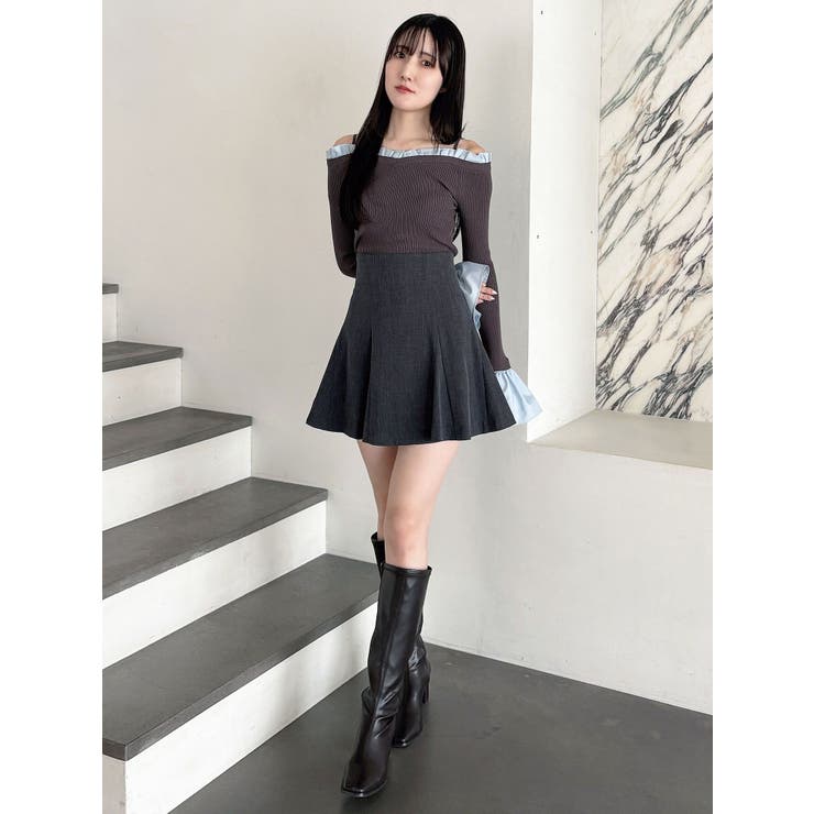 異素材フリルオフショルリブニット | MERCURYDUO | 詳細画像24 