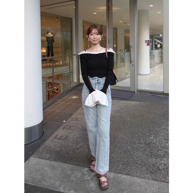 異素材フリルオフショルリブニット | MERCURYDUO | 詳細画像4 