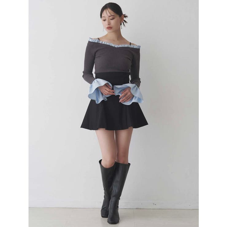 異素材フリルオフショルリブニット | MERCURYDUO | 詳細画像40 