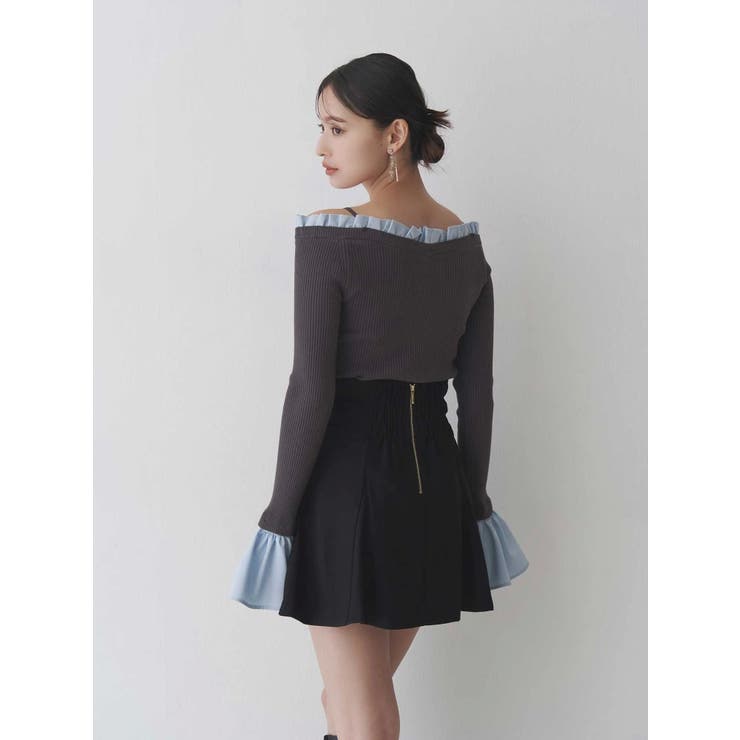 異素材フリルオフショルリブニット | MERCURYDUO | 詳細画像42 