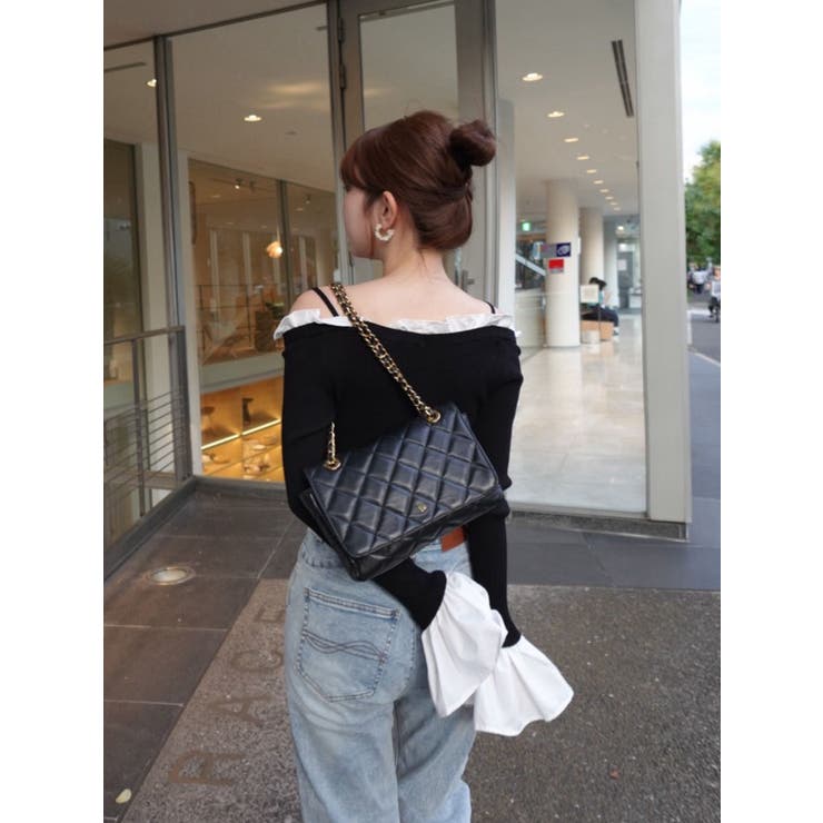 異素材フリルオフショルリブニット | MERCURYDUO | 詳細画像5 