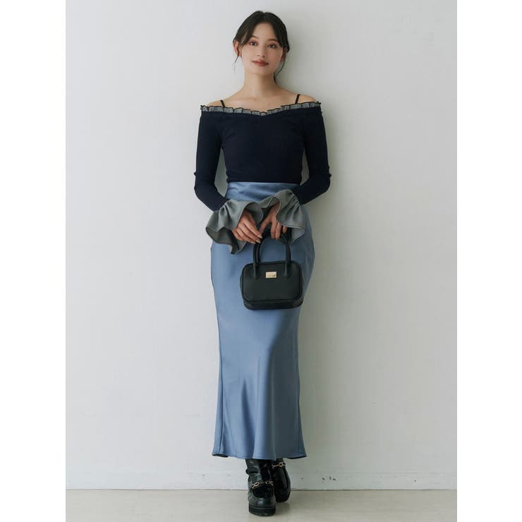 異素材フリルオフショルリブニット | MERCURYDUO | 詳細画像50 