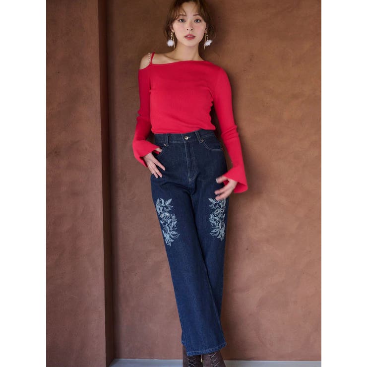 アシメパールチェーンワンショルニット | MERCURYDUO | 詳細画像10 