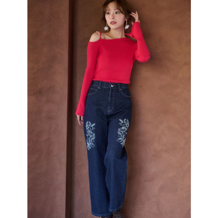 アシメパールチェーンワンショルニット | MERCURYDUO | 詳細画像11 