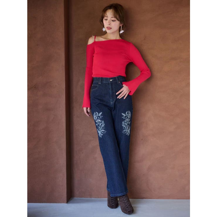 アシメパールチェーンワンショルニット | MERCURYDUO | 詳細画像14 