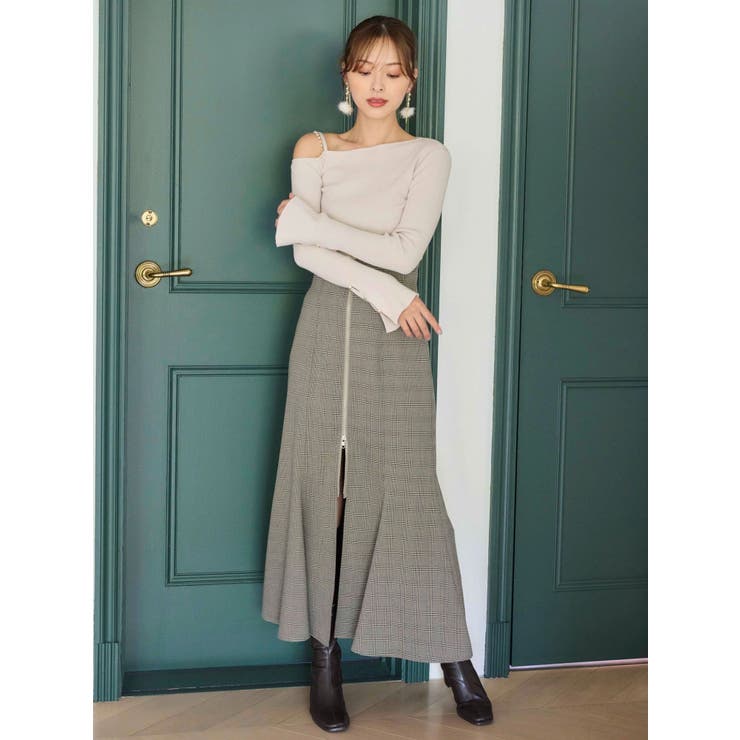 アシメパールチェーンワンショルニット | MERCURYDUO | 詳細画像16 