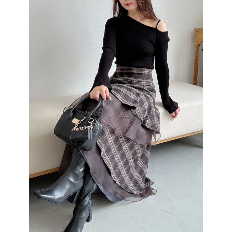 アシメパールチェーンワンショルニット | MERCURYDUO | 詳細画像42 