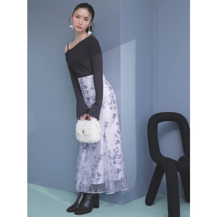 アシメパールチェーンワンショルニット | MERCURYDUO | 詳細画像7 