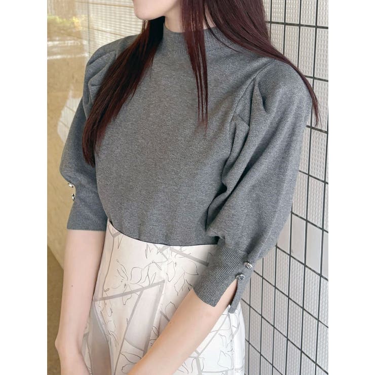 グレー | 総針パワショルスリットスリーブニット | MERCURYDUO