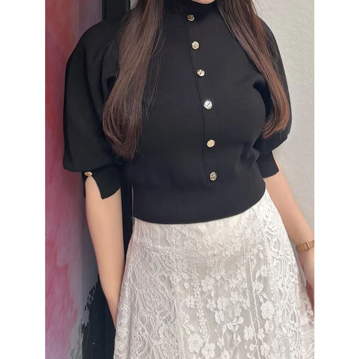 ブラック | 総針パワショルスリットスリーブニット | MERCURYDUO